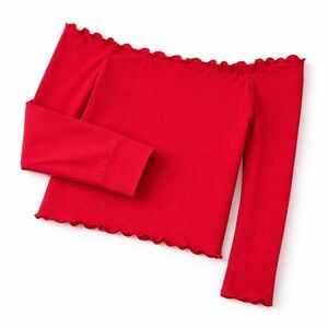 Hollister Fitted Red Crop Top Long Sleeve | Y2K Baby Tee | Size M